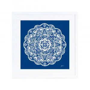 Marrakesh Mandala in Solid Navy Wall Art | FRAMED White Boxed Frame Square (30cm x 30cm) No White Border by Luxe Mirrors, a Artwork & Wall Decor for sale on Style Sourcebook