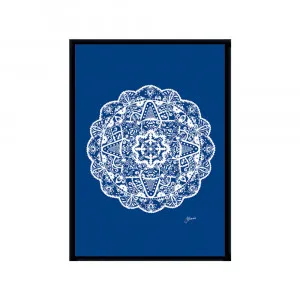 Marrakesh Mandala in Solid Navy Wall Art | FRAMED Black Boxed Frame A3 (29.7cm x 42cm) No White Border by Luxe Mirrors, a Artwork & Wall Decor for sale on Style Sourcebook