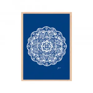 Marrakesh Mandala in Solid Navy Wall Art | FRAMED Tasmanian Oak Boxed Frame A3 (29.7cm x 42cm) No White Border by Luxe Mirrors, a Artwork & Wall Decor for sale on Style Sourcebook