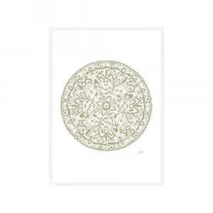 Sahara Mandala in Sage Fine Art Print | FRAMED White Boxed Frame A3 (29.7cm x 42cm) by Luxe Mirrors, a Artwork & Wall Decor for sale on Style Sourcebook