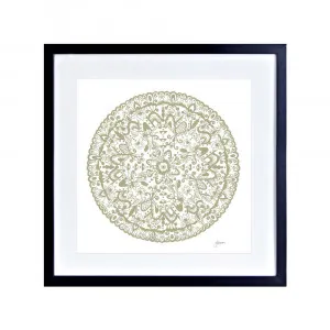 Sahara Mandala in Sage Fine Art Print | FRAMED Black Boxed Frame Square (30cm x 30cm) by Luxe Mirrors, a Artwork & Wall Decor for sale on Style Sourcebook