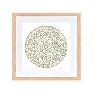 Sahara Mandala in Sage Fine Art Print | FRAMED Tasmanian Oak Boxed Frame Square (30cm x 30cm) by Luxe Mirrors, a Artwork & Wall Decor for sale on Style Sourcebook