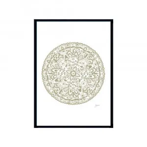 Sahara Mandala in Sage Fine Art Print | FRAMED Black Boxed Frame A3 (29.7cm x 42cm) by Luxe Mirrors, a Artwork & Wall Decor for sale on Style Sourcebook