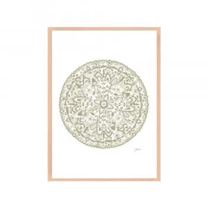 Sahara Mandala in Sage Fine Art Print | FRAMED Tasmanian Oak Boxed Frame A3 (29.7cm x 42cm) by Luxe Mirrors, a Artwork & Wall Decor for sale on Style Sourcebook