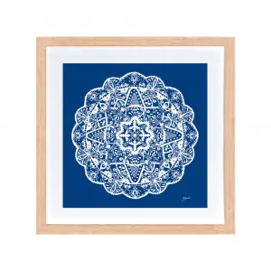 Marrakesh Mandala in Solid Navy Wall Art | FRAMED Tasmanian Oak Boxed Frame Square (30cm x 30cm) With White Border by Luxe Mirrors, a Artwork & Wall Decor for sale on Style Sourcebook