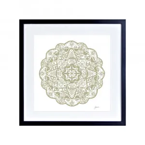 Marrakesh Mandala in Sage Fine Art Print | FRAMED Black Boxed Frame Square (30cm x 30cm) by Luxe Mirrors, a Artwork & Wall Decor for sale on Style Sourcebook