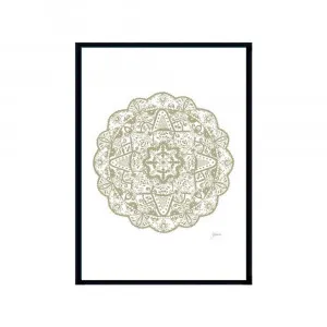 Marrakesh Mandala in Sage Fine Art Print | FRAMED Black Boxed Frame A3 (29.7cm x 42cm) by Luxe Mirrors, a Artwork & Wall Decor for sale on Style Sourcebook