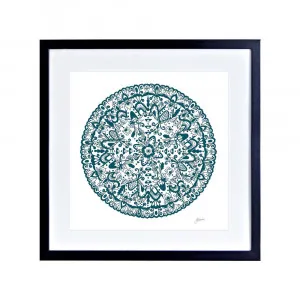 Sahara Mandala in Teal Fine Art Print | FRAMED Black Boxed Frame Square (30cm x 30cm) by Luxe Mirrors, a Artwork & Wall Decor for sale on Style Sourcebook