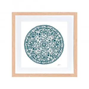 Sahara Mandala in Teal Fine Art Print | FRAMED Tasmanian Oak Boxed Frame Square (30cm x 30cm) by Luxe Mirrors, a Artwork & Wall Decor for sale on Style Sourcebook