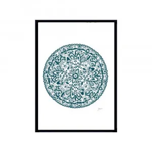 Sahara Mandala in Teal Fine Art Print | FRAMED Black Boxed Frame A3 (29.7cm x 42cm) by Luxe Mirrors, a Artwork & Wall Decor for sale on Style Sourcebook