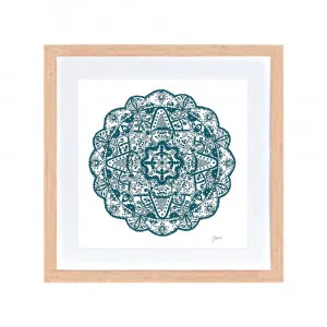 Marrakesh Mandala in Teal Fine Art Print | FRAMED Tasmanian Oak Boxed Frame Square (30cm x 30cm) by Luxe Mirrors, a Artwork & Wall Decor for sale on Style Sourcebook