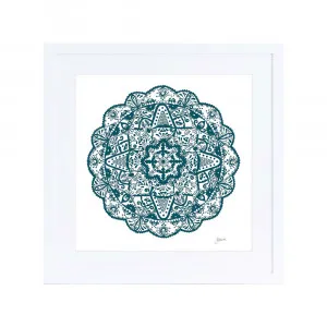 Marrakesh Mandala in Teal Fine Art Print | FRAMED White Boxed Frame Square (30cm x 30cm) by Luxe Mirrors, a Artwork & Wall Decor for sale on Style Sourcebook