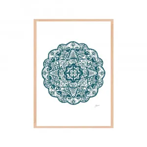 Marrakesh Mandala in Teal Fine Art Print | FRAMED Tasmanian Oak Boxed Frame A3 (29.7cm x 42cm) by Luxe Mirrors, a Artwork & Wall Decor for sale on Style Sourcebook