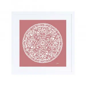 Sahara Mandala in Blush Pink Solid Fine Art Print | FRAMED White Boxed Frame Square (30cm x 30cm) With White Border by Luxe Mirrors, a Artwork & Wall Decor for sale on Style Sourcebook