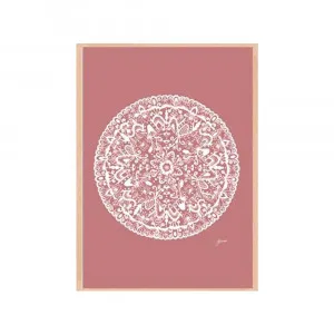 Sahara Mandala in Blush Pink Solid Fine Art Print | FRAMED Tasmanian Oak Boxed Frame A3 (29.7cm x 42cm) With White Border by Luxe Mirrors, a Artwork & Wall Decor for sale on Style Sourcebook