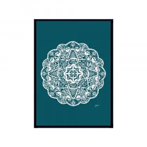 Marrakesh Mandala in Teal Solid Fine Art Print | FRAMED Black Boxed Frame A3 (29.7cm x 42cm) With White Border by Luxe Mirrors, a Artwork & Wall Decor for sale on Style Sourcebook