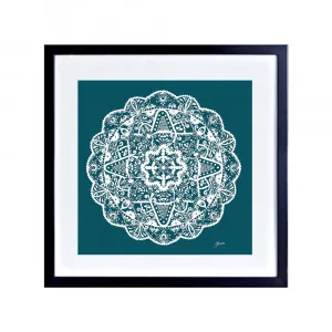 Marrakesh Mandala in Teal Solid Fine Art Print | FRAMED Black Boxed Frame Square (30cm x 30cm) No White Border by Luxe Mirrors, a Artwork & Wall Decor for sale on Style Sourcebook