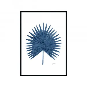 Fan Palm Living in Navy Blue Fine Art Print | FRAMED Black Boxed Frame A3 (29.7cm x 42cm) by Luxe Mirrors, a Artwork & Wall Decor for sale on Style Sourcebook