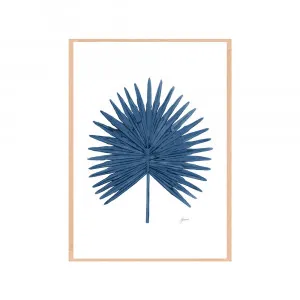 Fan Palm Living in Navy Blue Fine Art Print | FRAMED Tasmanian Oak Boxed Frame A3 (29.7cm x 42cm) by Luxe Mirrors, a Artwork & Wall Decor for sale on Style Sourcebook