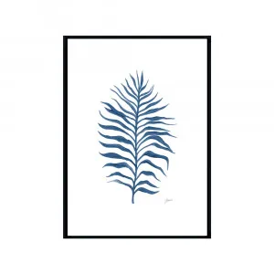 Tropical Fine Living Leaf in Navy Blue Fine Art Print | FRAMED Black Boxed Frame A3 (29.7cm x 42cm) by Luxe Mirrors, a Artwork & Wall Decor for sale on Style Sourcebook