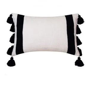 Casey Cotton Lumbar Cushion, Ivory / Black by A.Ross Living, a Cushions, Decorative Pillows for sale on Style Sourcebook