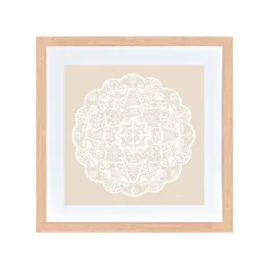 Marrakesh Mandala in Ivory Solid Fine Art Print | FRAMED Tasmanian Oak Boxed Frame Square (30cm x 30cm) With White Border by Luxe Mirrors, a Artwork & Wall Decor for sale on Style Sourcebook