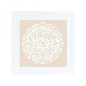 Marrakesh Mandala in Ivory Solid Fine Art Print | FRAMED White Boxed Frame Square (30cm x 30cm) With White Border by Luxe Mirrors, a Artwork & Wall Decor for sale on Style Sourcebook