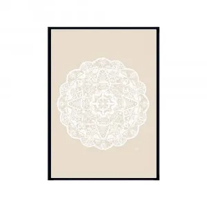 Marrakesh Mandala in Ivory Solid Fine Art Print | FRAMED Black Boxed Frame A3 (29.7cm x 42cm) With White Border by Luxe Mirrors, a Artwork & Wall Decor for sale on Style Sourcebook