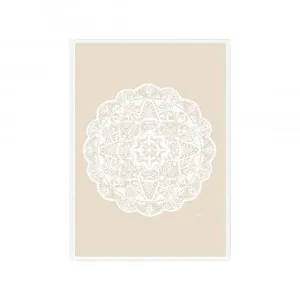 Marrakesh Mandala in Ivory Solid Fine Art Print | FRAMED White Boxed Frame A3 (29.7cm x 42cm) With White Border by Luxe Mirrors, a Artwork & Wall Decor for sale on Style Sourcebook