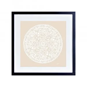 Sahara Mandala in Ivory Solid Fine Art Print | FRAMED Black Boxed Frame Square (30cm x 30cm) With White Border by Luxe Mirrors, a Artwork & Wall Decor for sale on Style Sourcebook