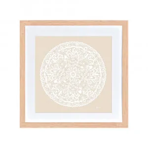 Sahara Mandala in Ivory Solid Fine Art Print | FRAMED Tasmanian Oak Boxed Frame Square (30cm x 30cm) With White Border by Luxe Mirrors, a Artwork & Wall Decor for sale on Style Sourcebook