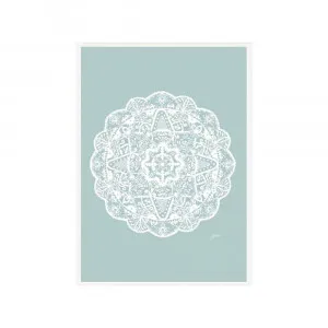 Marrakesh Mandala in Haze Solid Fine Art Print | FRAMED White Boxed Frame A3 (29.7cm x 42cm) With White Border by Luxe Mirrors, a Artwork & Wall Decor for sale on Style Sourcebook