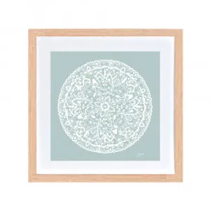 Sahara Mandala in Haze Solid Fine Art Print | FRAMED Tasmanian Oak Boxed Frame Square (30cm x 30cm) With White Border by Luxe Mirrors, a Artwork & Wall Decor for sale on Style Sourcebook