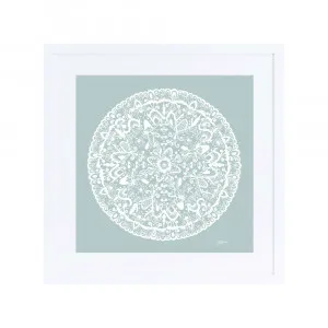 Sahara Mandala in Haze Solid Fine Art Print | FRAMED White Boxed Frame Square (30cm x 30cm) With White Border by Luxe Mirrors, a Artwork & Wall Decor for sale on Style Sourcebook