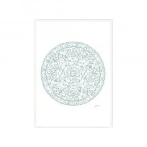 Sahara Mandala in Haze Fine Art Print | FRAMED White Boxed Frame A3 (29.7cm x 42cm) by Luxe Mirrors, a Artwork & Wall Decor for sale on Style Sourcebook