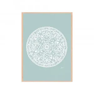 Sahara Mandala in Haze Solid Fine Art Print | FRAMED Tasmanian Oak Boxed Frame A3 (29.7cm x 42cm) No White Border by Luxe Mirrors, a Artwork & Wall Decor for sale on Style Sourcebook