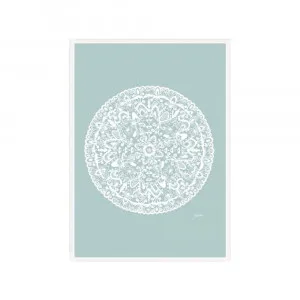 Sahara Mandala in Haze Solid Fine Art Print | FRAMED White Boxed Frame A3 (29.7cm x 42cm) No White Border by Luxe Mirrors, a Artwork & Wall Decor for sale on Style Sourcebook