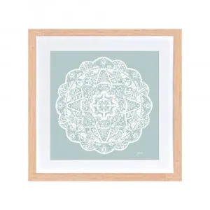 Marrakesh Mandala in Haze Solid Fine Art Print | FRAMED Tasmanian Oak Boxed Frame Square (30cm x 30cm) No White Border by Luxe Mirrors, a Artwork & Wall Decor for sale on Style Sourcebook