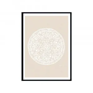 Sahara Mandala in Ivory Solid Fine Art Print | FRAMED Black Boxed Frame A3 (29.7cm x 42cm) With White Border by Luxe Mirrors, a Artwork & Wall Decor for sale on Style Sourcebook