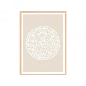 Sahara Mandala in Ivory Solid Fine Art Print | FRAMED Tasmanian Oak Boxed Frame A3 (29.7cm x 42cm) With White Border by Luxe Mirrors, a Artwork & Wall Decor for sale on Style Sourcebook