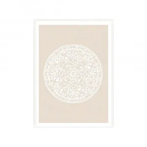 Sahara Mandala in Ivory Solid Fine Art Print | FRAMED White Boxed Frame A3 (29.7cm x 42cm) With White Border by Luxe Mirrors, a Artwork & Wall Decor for sale on Style Sourcebook