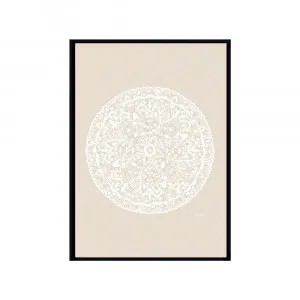 Sahara Mandala in Ivory Solid Fine Art Print | FRAMED Black Boxed Frame A3 (29.7cm x 42cm) No White Border by Luxe Mirrors, a Artwork & Wall Decor for sale on Style Sourcebook