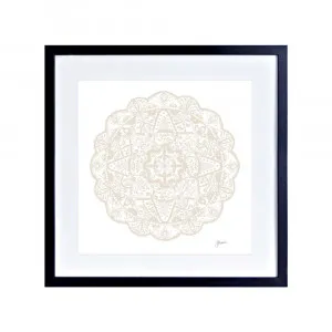 Marrakesh Mandala in Ivory Fine Art Print | FRAMED Black Boxed Frame Square (30cm x 30cm) by Luxe Mirrors, a Artwork & Wall Decor for sale on Style Sourcebook