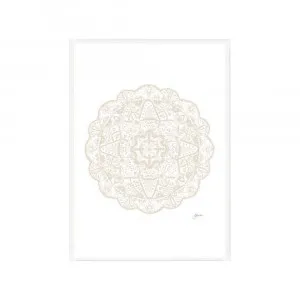 Marrakesh Mandala in Ivory Fine Art Print | FRAMED White Boxed Frame A3 (29.7cm x 42cm) by Luxe Mirrors, a Artwork & Wall Decor for sale on Style Sourcebook