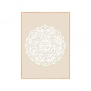 Marrakesh Mandala in Ivory Solid Fine Art Print | FRAMED Tasmanian Oak Boxed Frame A3 (29.7cm x 42cm) No White Border by Luxe Mirrors, a Artwork & Wall Decor for sale on Style Sourcebook