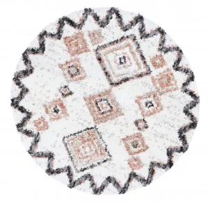Effete Blush Shaggy Aztec Round Rug by Wild Yarn, a Shag Rugs for sale on Style Sourcebook