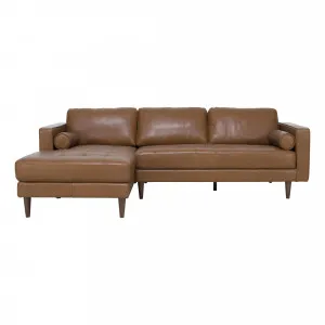 Kobe 3 Seater Sofa + Chaise LHF in Missouri Leather Brown by OzDesignFurniture, a Sofas for sale on Style Sourcebook