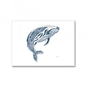 Henry the Humpback Whale in Navy Blue Fine Art Print | FRAMED White Boxed Frame A2 Poster (42cm x 59.4cm) by Luxe Mirrors, a Artwork & Wall Decor for sale on Style Sourcebook