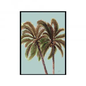 Palm Breeze Duo in Haze Fine Art Print | FRAMED Black Boxed Frame A3 (29.7cm x 42cm) With White Border by Luxe Mirrors, a Artwork & Wall Decor for sale on Style Sourcebook