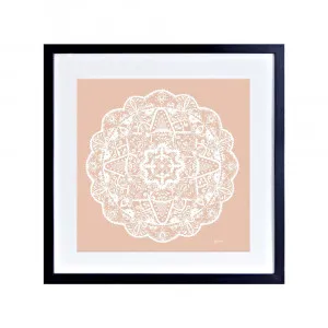 Marrakesh Mandala in Light Blush Solid Fine Art Print | FRAMED Black Boxed Frame Square (30cm x 30cm) With White Border by Luxe Mirrors, a Artwork & Wall Decor for sale on Style Sourcebook